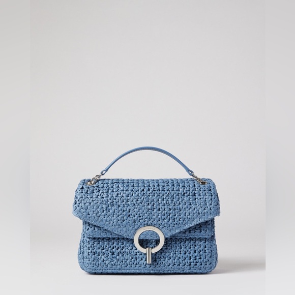 Sandro Light Blue Woven Shoulder Bag with Chain Strap main image 1